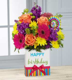 Birthday flowers with card